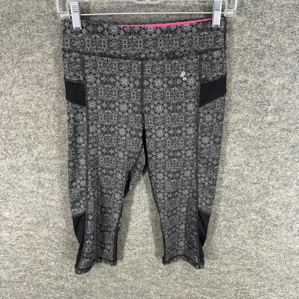 RBX Activewear Leggings Women S Small Gray Geometric Capri Mid Rise Pull On